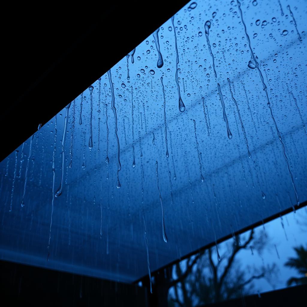 Rain on corrugated plastic roof — Real recording of rain drumming on a shed roof — seamless loop