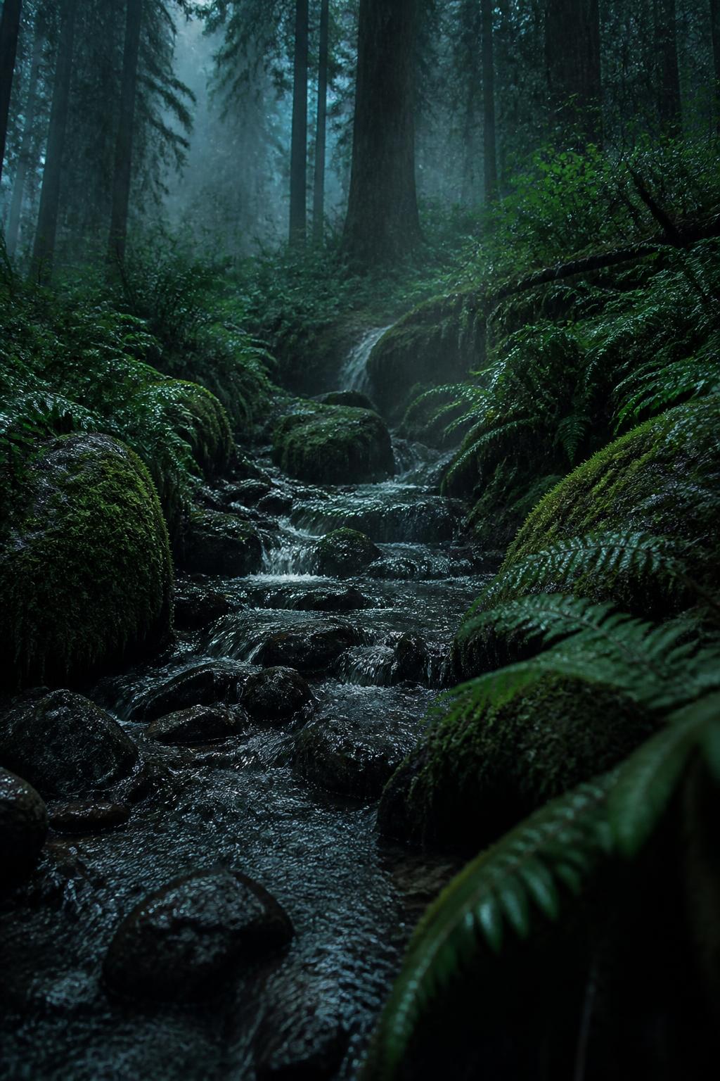 Forest stream — Bright trickling water